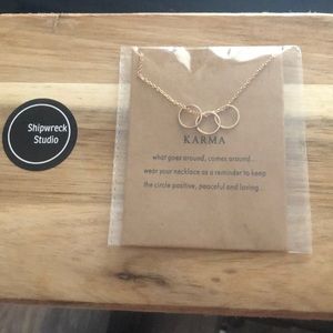 Gold Plated Karma Necklace New on Card